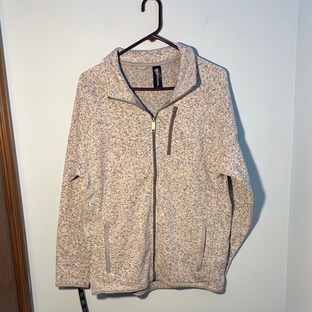 Burnside Men's Heather Grey Sweater Knit Zip-up